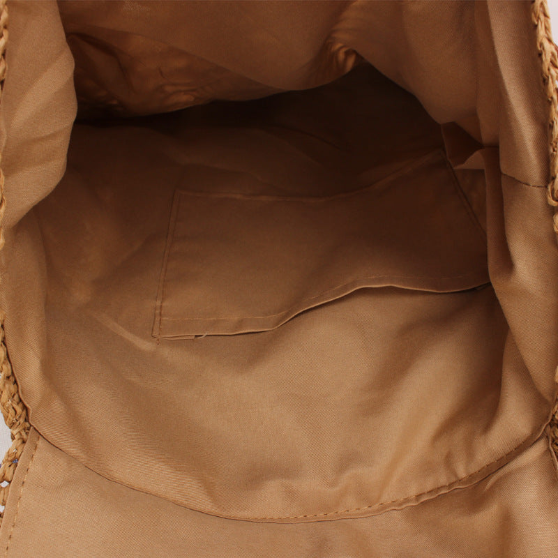 Backpack Made of Natural Straw with Leather Accents Bowlift