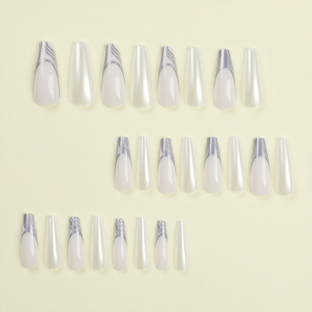 Artificial nail extensions with marbled design Bowlift
