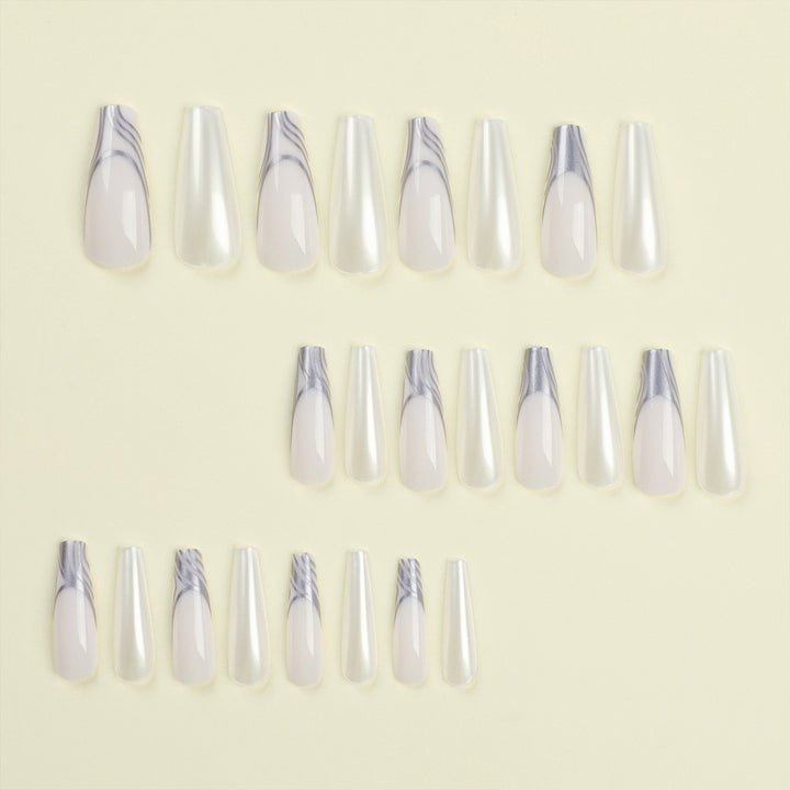 Artificial nail extensions with marbled design Bowlift