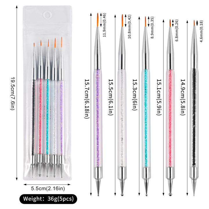 Crystal-Handled Nail Art Detailing Brush Set Bowlift