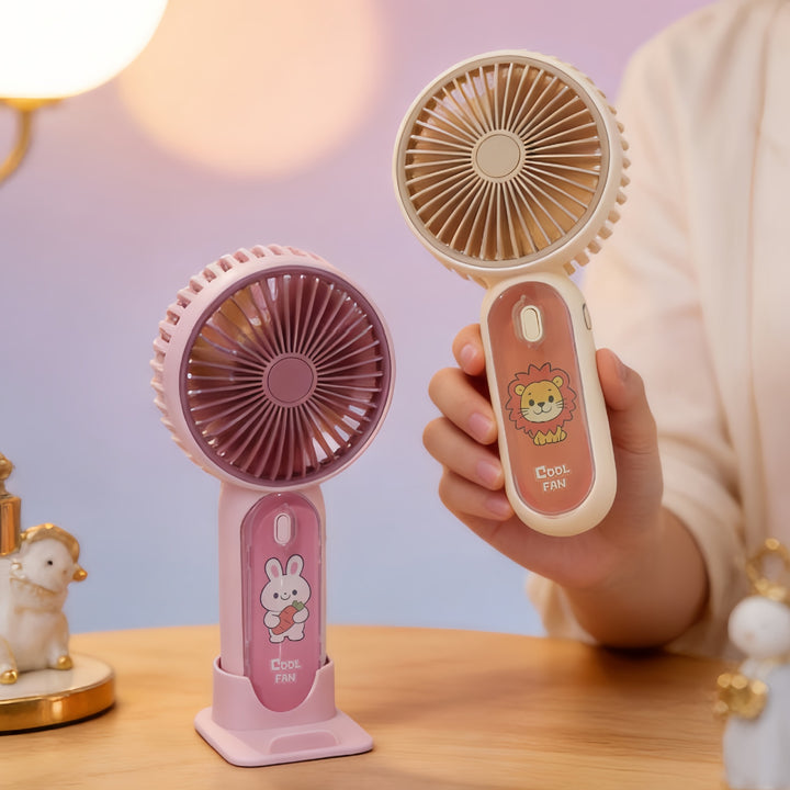 Women Portable Hand Fan with Kid-Friendly Lion Design Bowlift