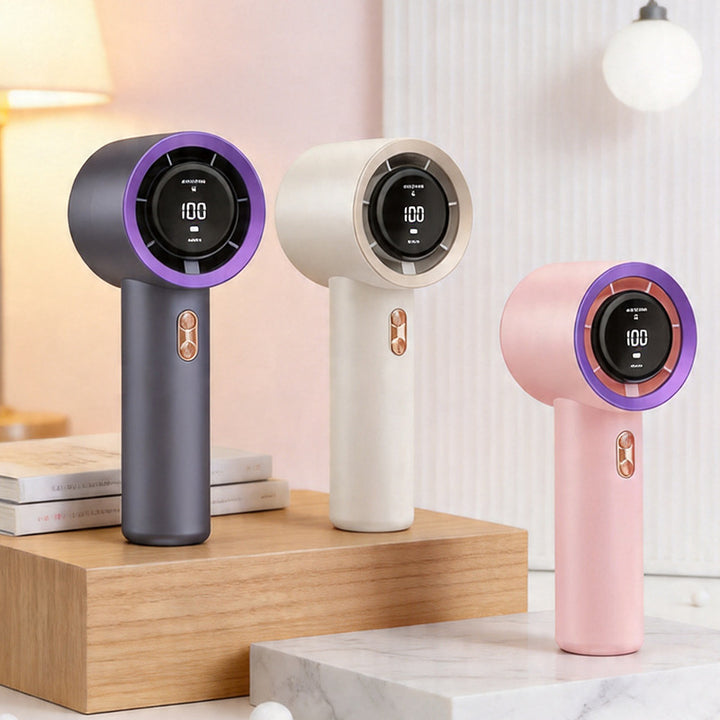 Women's handheld fan with digital control and multiple speed settings Bowlift