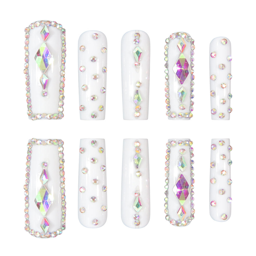 Glamorous Rhinestone-Adorned Stiletto Press-On Nails Bowlift