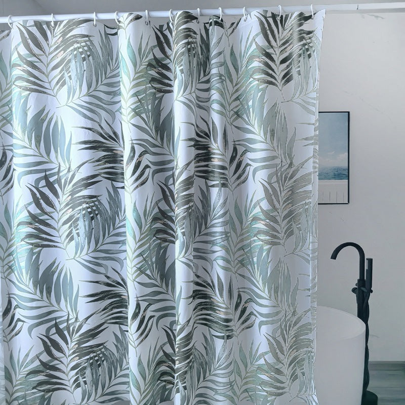 Tropical Leaf Design Shower Curtain Bowlift