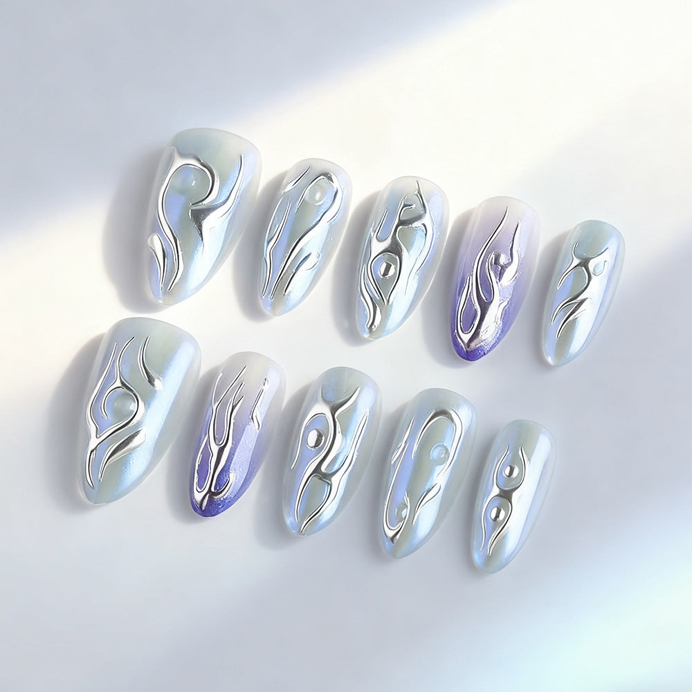 Artistic Press-On Nails with 3D Design Bowlift
