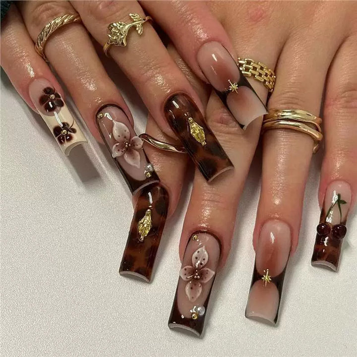 Decorative Long Press-On Nail Extensions Bowlift