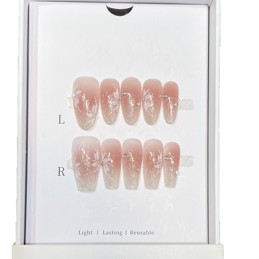 Elegant Floral-Inspired Press-On Nail Set Bowlift