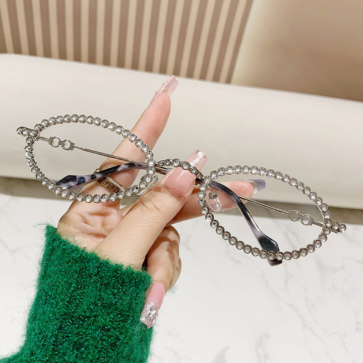 Ladies Designer Eyewear Frame with Extravagant Pearl Frame Bowlift
