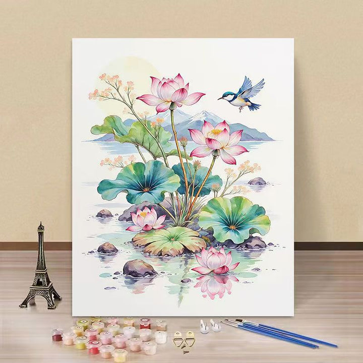 DIY Water Lily and Kingfisher Paint by Numbers Art Kit Bowlift
