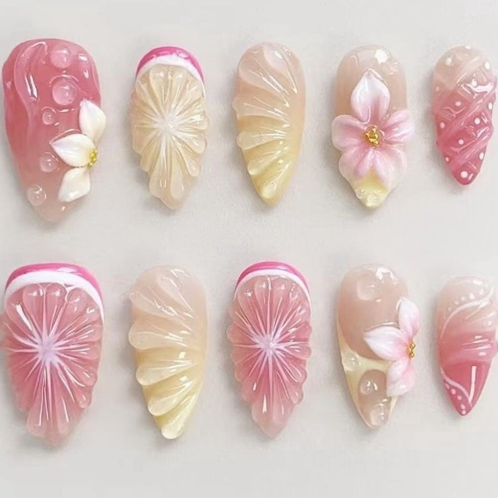 Artful Nail Tips Set with Leaf Accents Bowlift