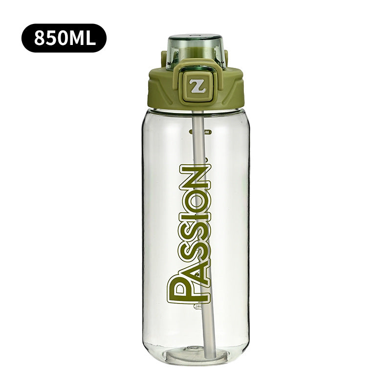 Ladies drinking bottle with integrated measuring system and flip-top closure Bowlift