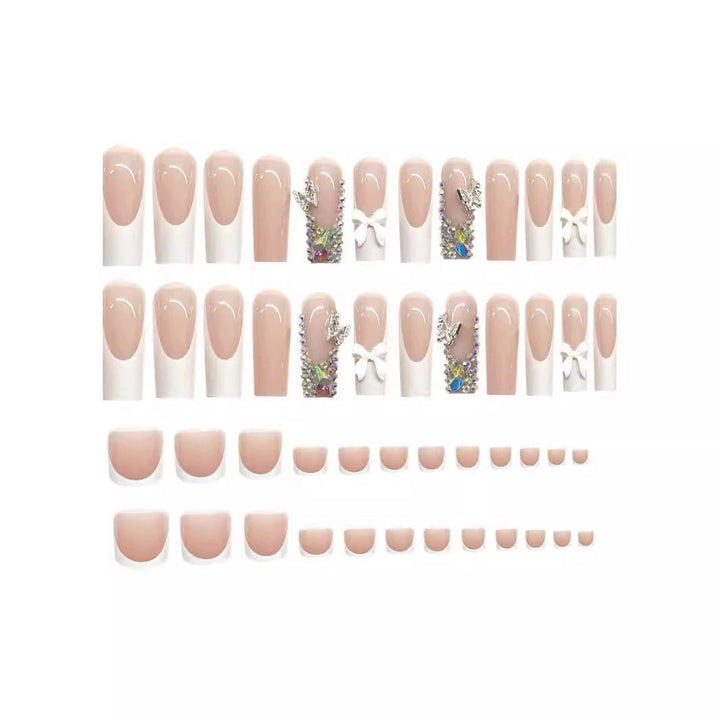 Glamorous Designer Press-On Nails with Gemstone Accents Bowlift