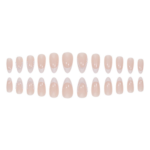 Artificial nail set with elegant tips and pearl decorations Bowlift