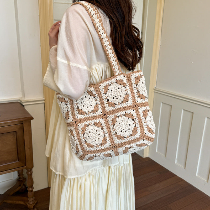 Handmade crochet bag with geometric patterns Bowlift
