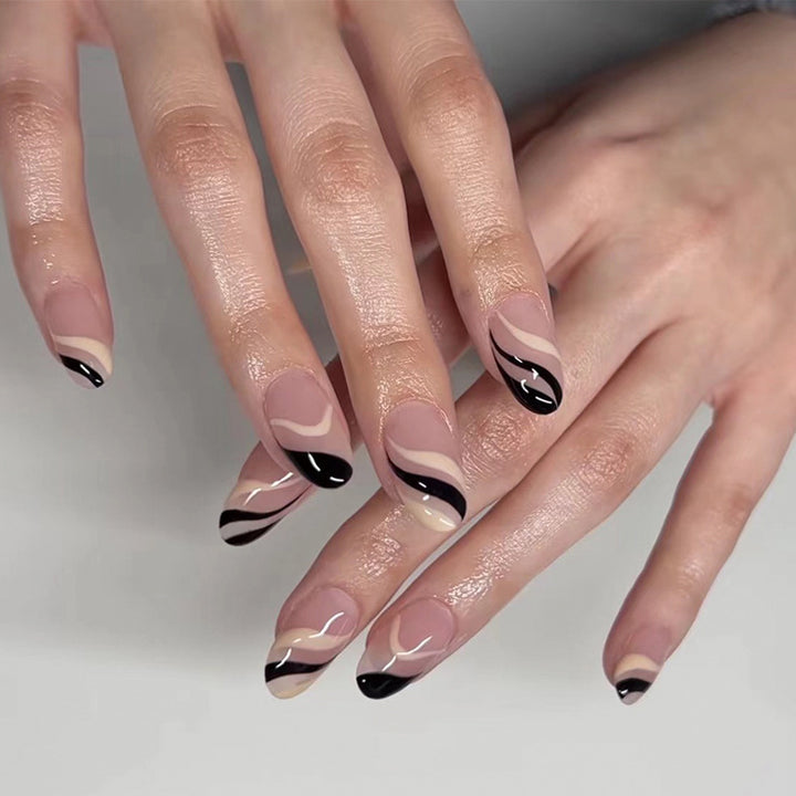 Artful Nail Art with Elegant Wave Design Bowlift