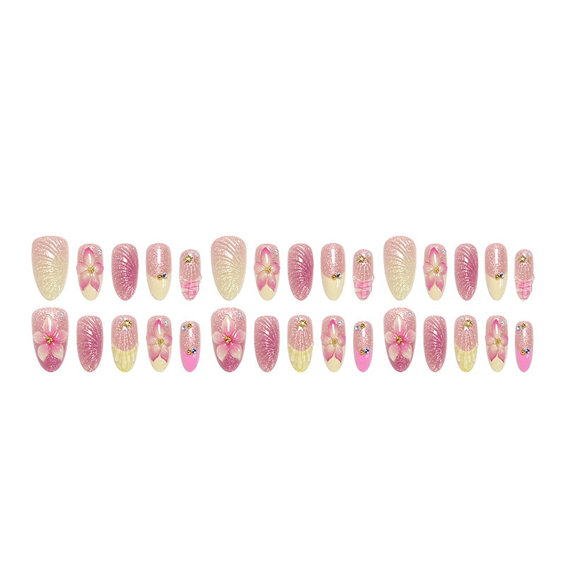 Artificial nail set with floral 3D decorations Bowlift