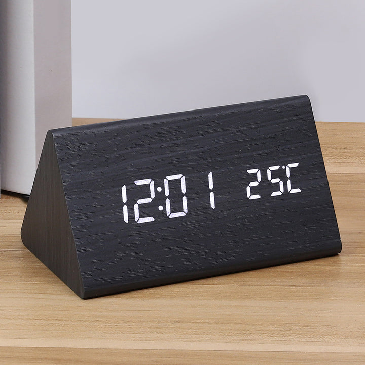 Modern Wooden LED Digital Alarm Clock with Temperature Humidity Display and Touch Controls Bowlift