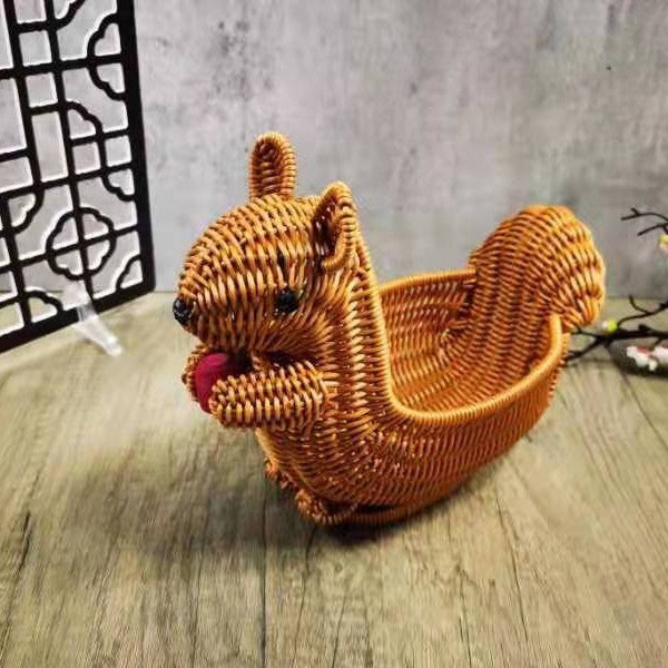 Decorative Woven Dog-Shaped Storage Basket Bowlift