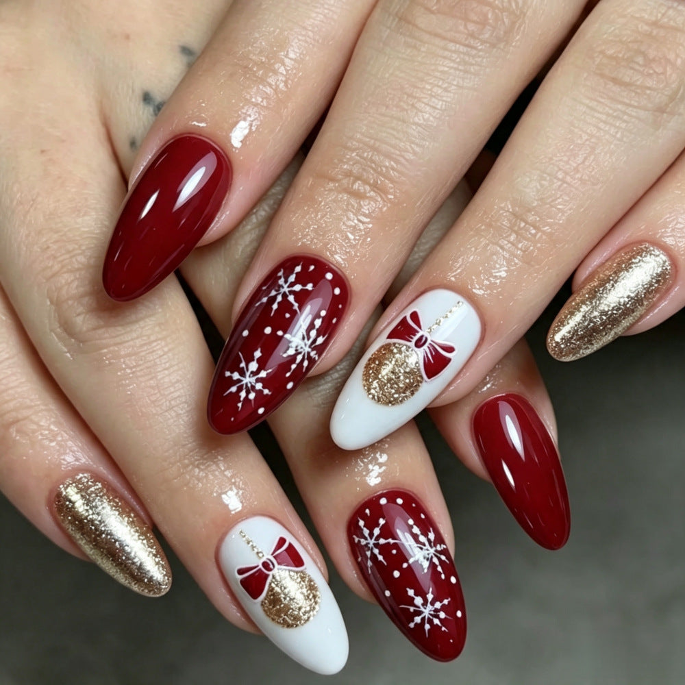 Artificial Nails in Festive Christmas Design Bowlift 1787298788