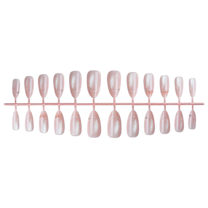 Premium Decorative Press-On Nail Set with Elegant Embellishments Bowlift