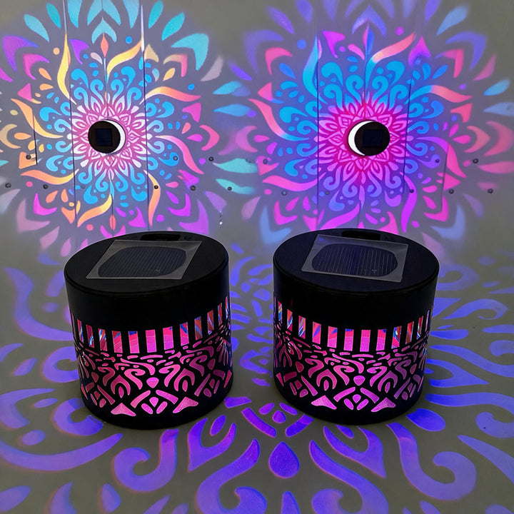 Solar Projection Garden Light With Decorative Floral Pattern And Dusk-To-Dawn Sensor Bowlift