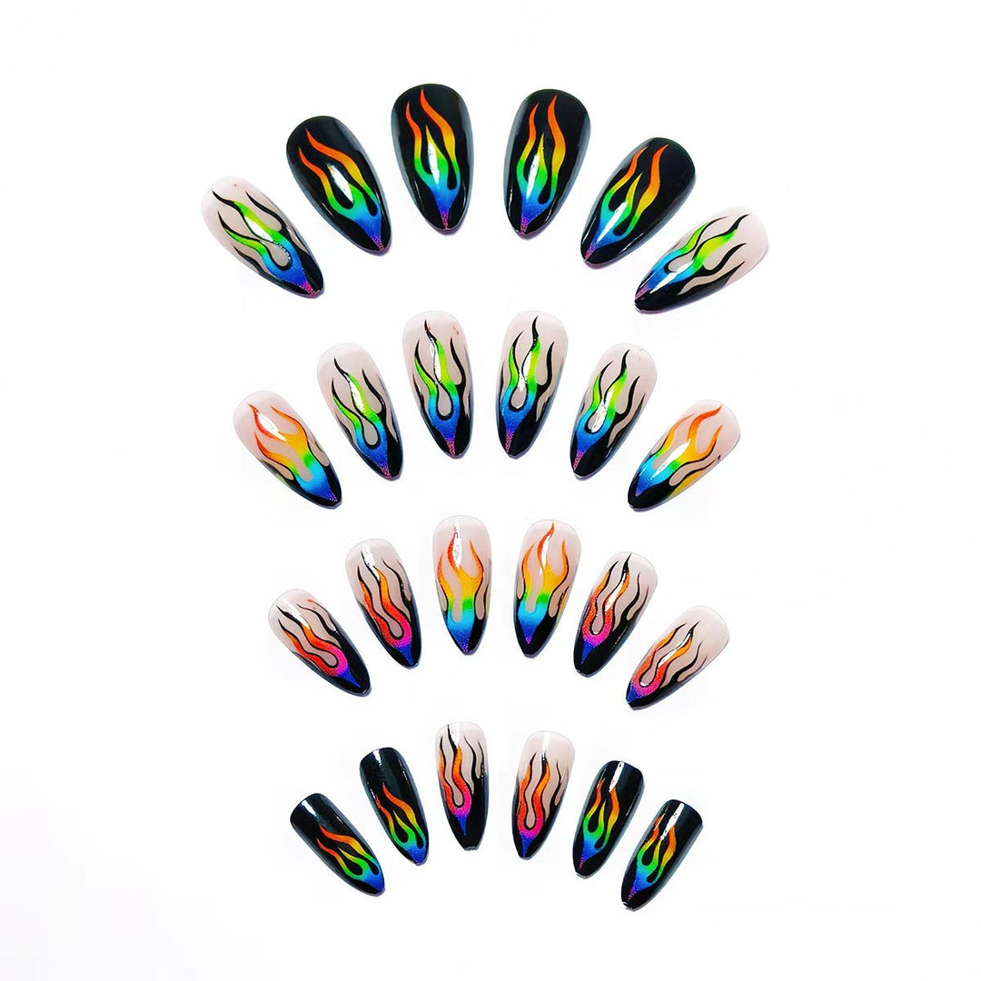 Artistic Flame Pattern Nail Art Bowlift