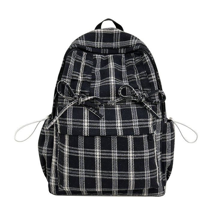 Checked Casual Drawstring Backpack Bowlift