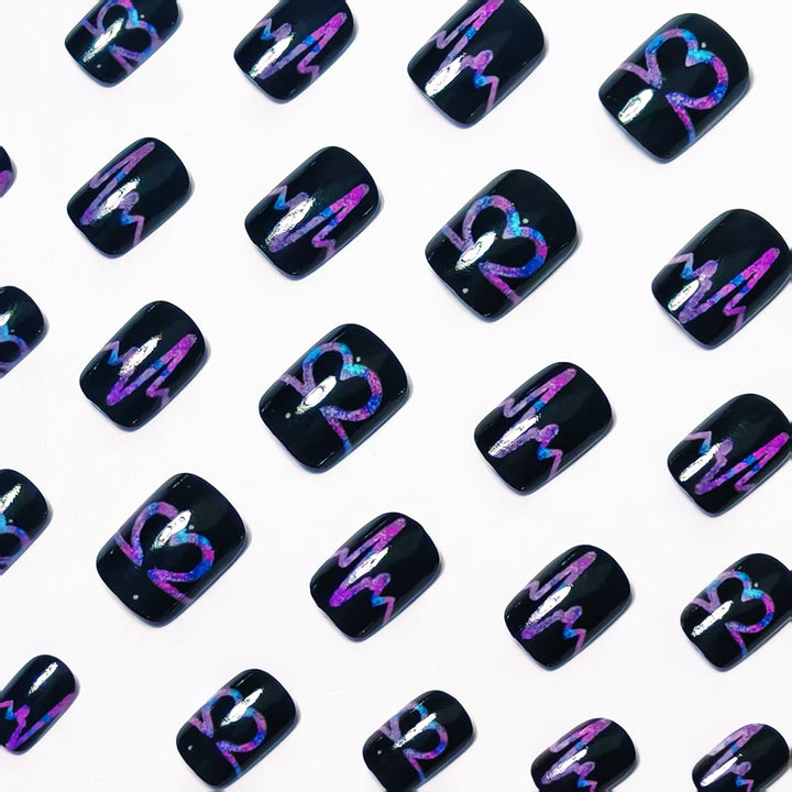 Artificial nail set with heart and EKG motif Bowlift