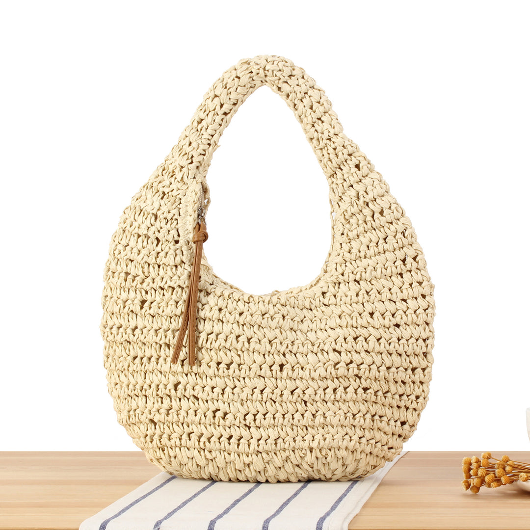 Hand-knotted shoulder bag made of natural material Bowlift