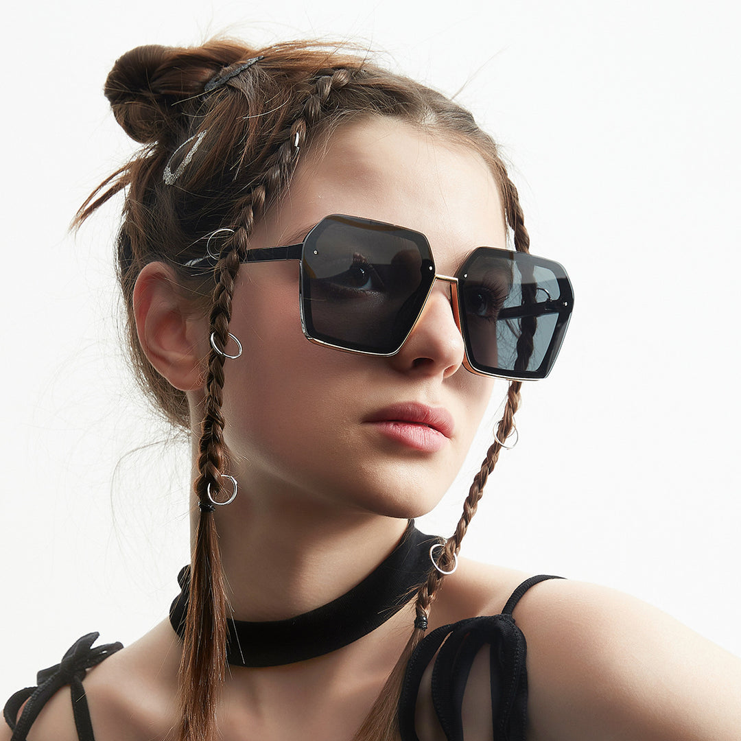 Women's creative oversized sunglasses with unique geometry Bowlift