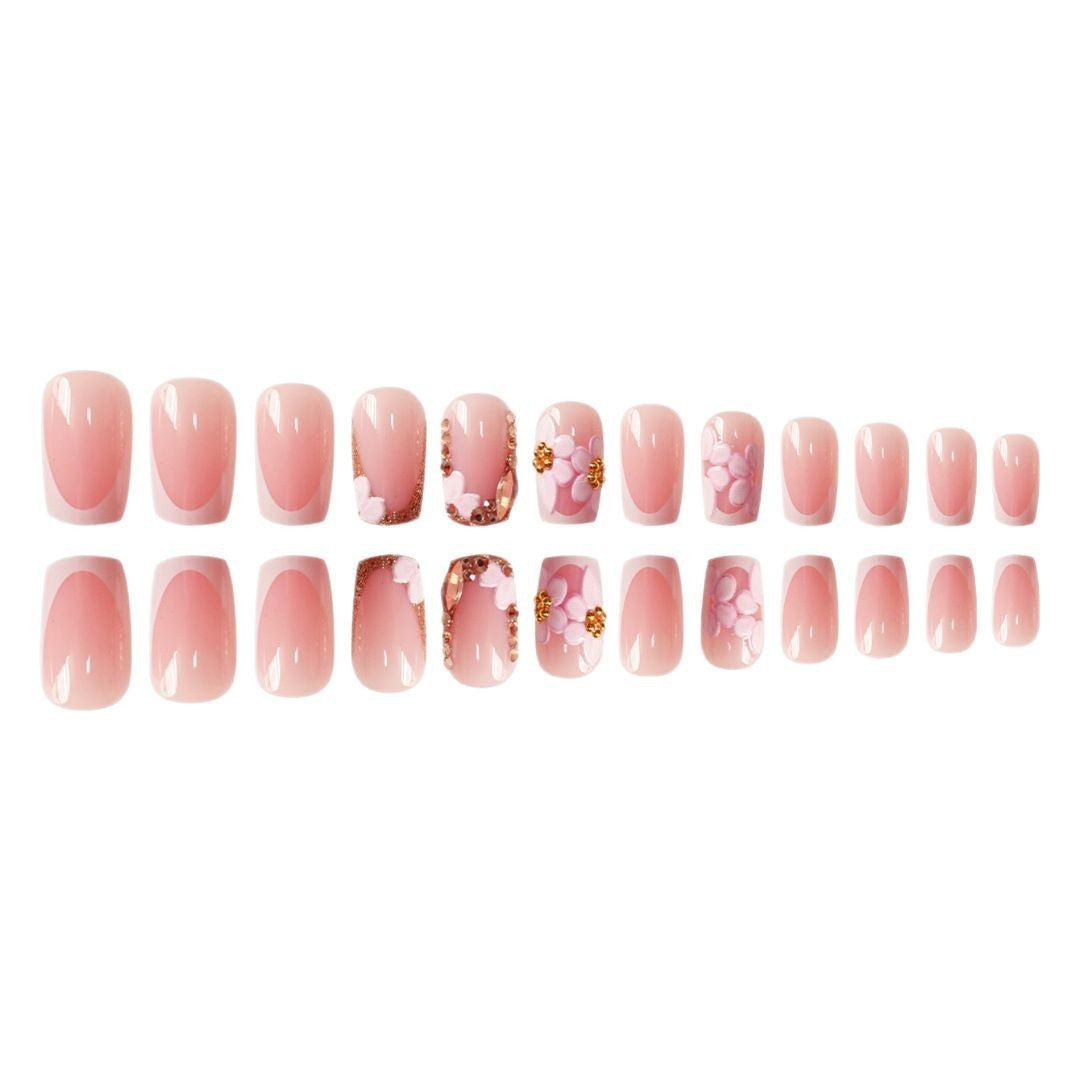 Chic Floral Press-On Nail Art Extensions Bowlift