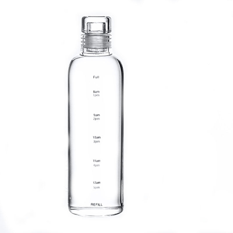 Women's transparent motif drinking bottle with time markers Bowlift