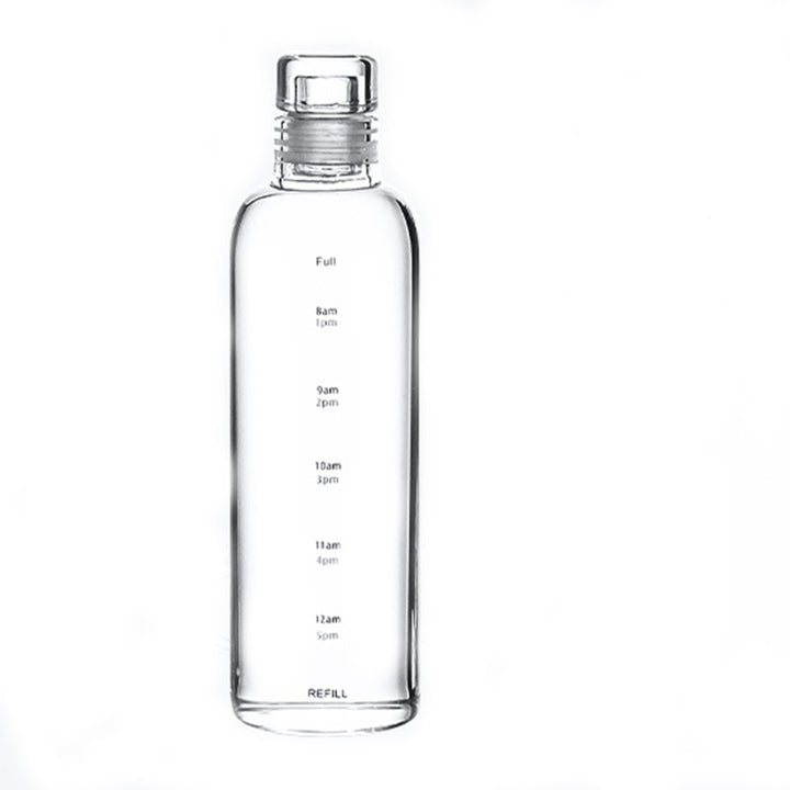 Women's transparent motif drinking bottle with time markers Bowlift