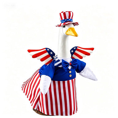 Unisex decorative fabric gander with patriotic costume and removable top hat Bowlift