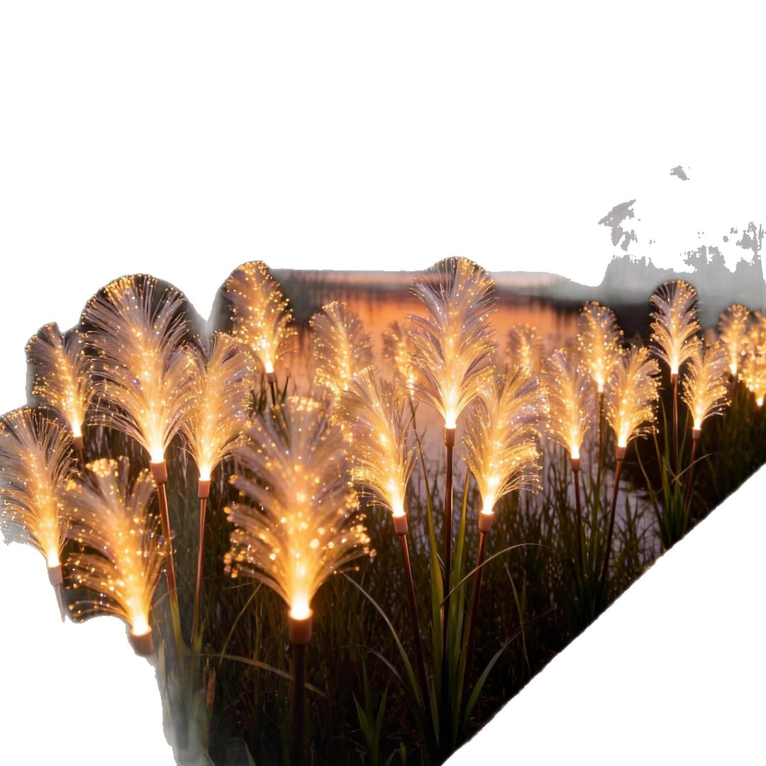 Solar Fiber Optic Garden Pathway Lights With Warm LED Flexible Stakes Bowlift