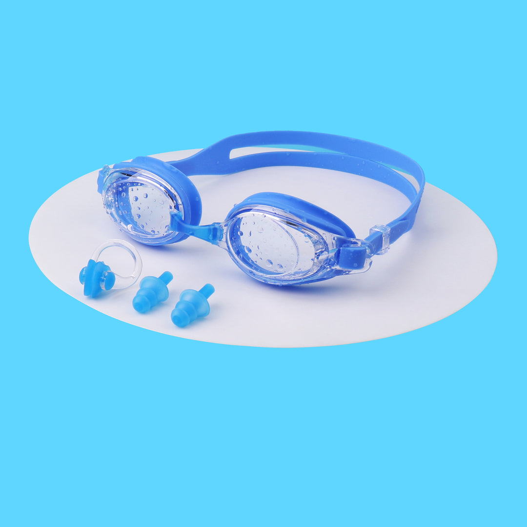 Swimming goggles with integrated ear protection and anti-fog Bowlift