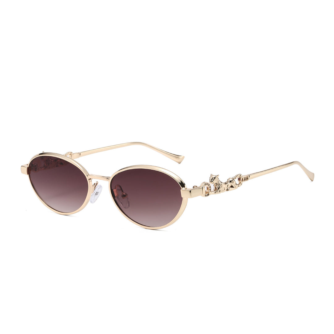 Decorative Oval Frame Sunglasses Bowlift