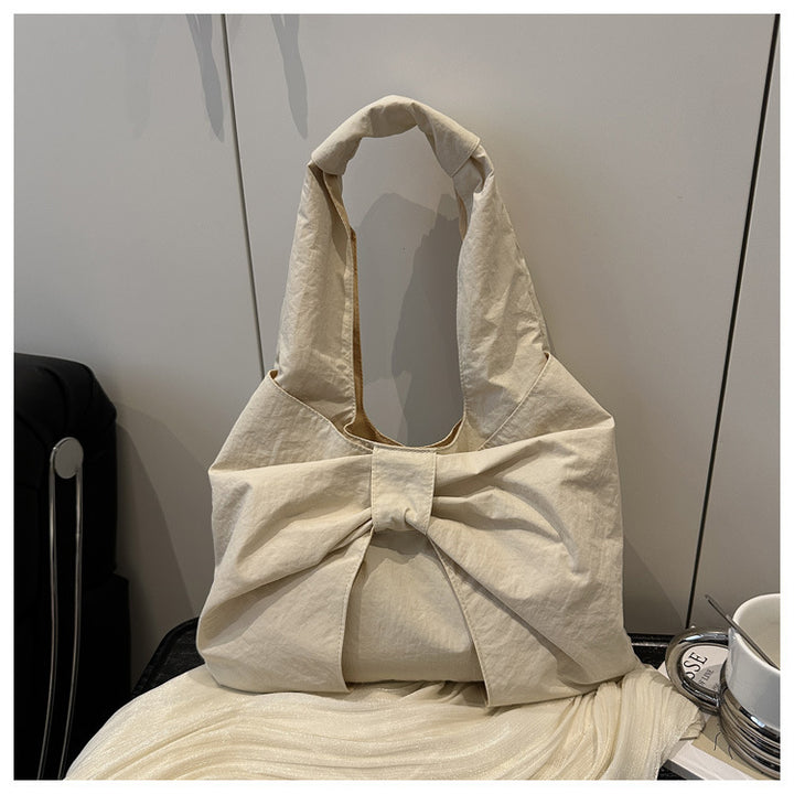 Bow Accent Fabric Tote Bag Bowlift
