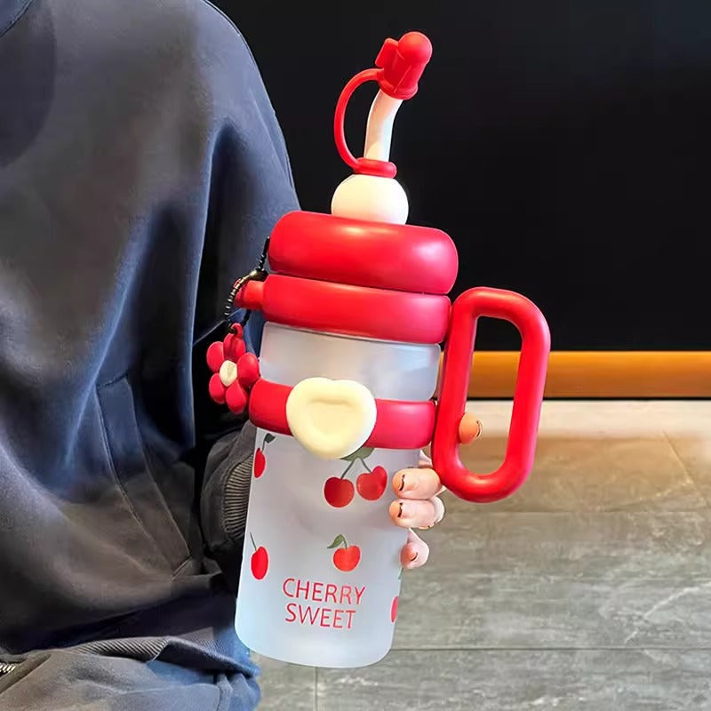 Unisex Water Bottle with Refillable Straw Bowlift