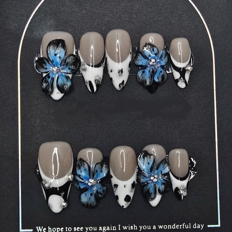Nature-Themed Artistic Press-On Nail Set Bowlift
