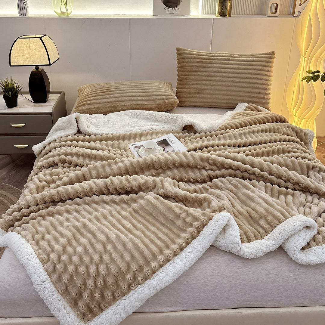 Luxurious Plush Stripe Fleece Blanket