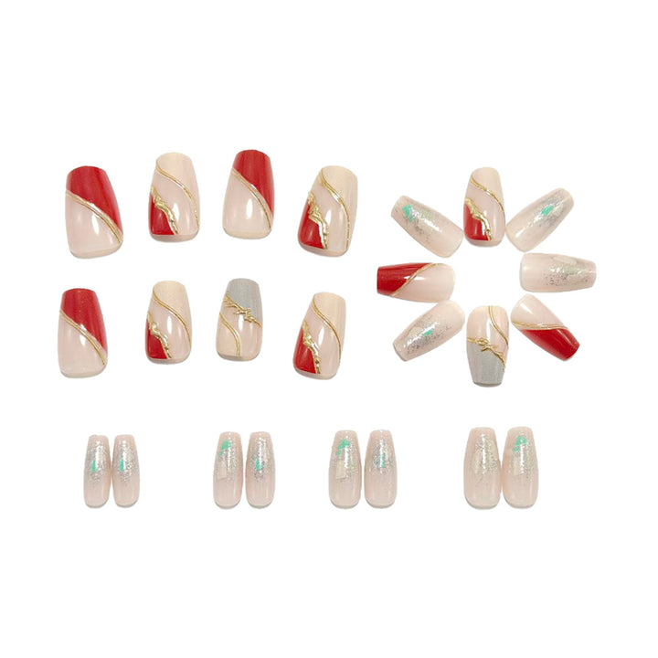 Artificial nails with elegant gold pattern Bowlift
