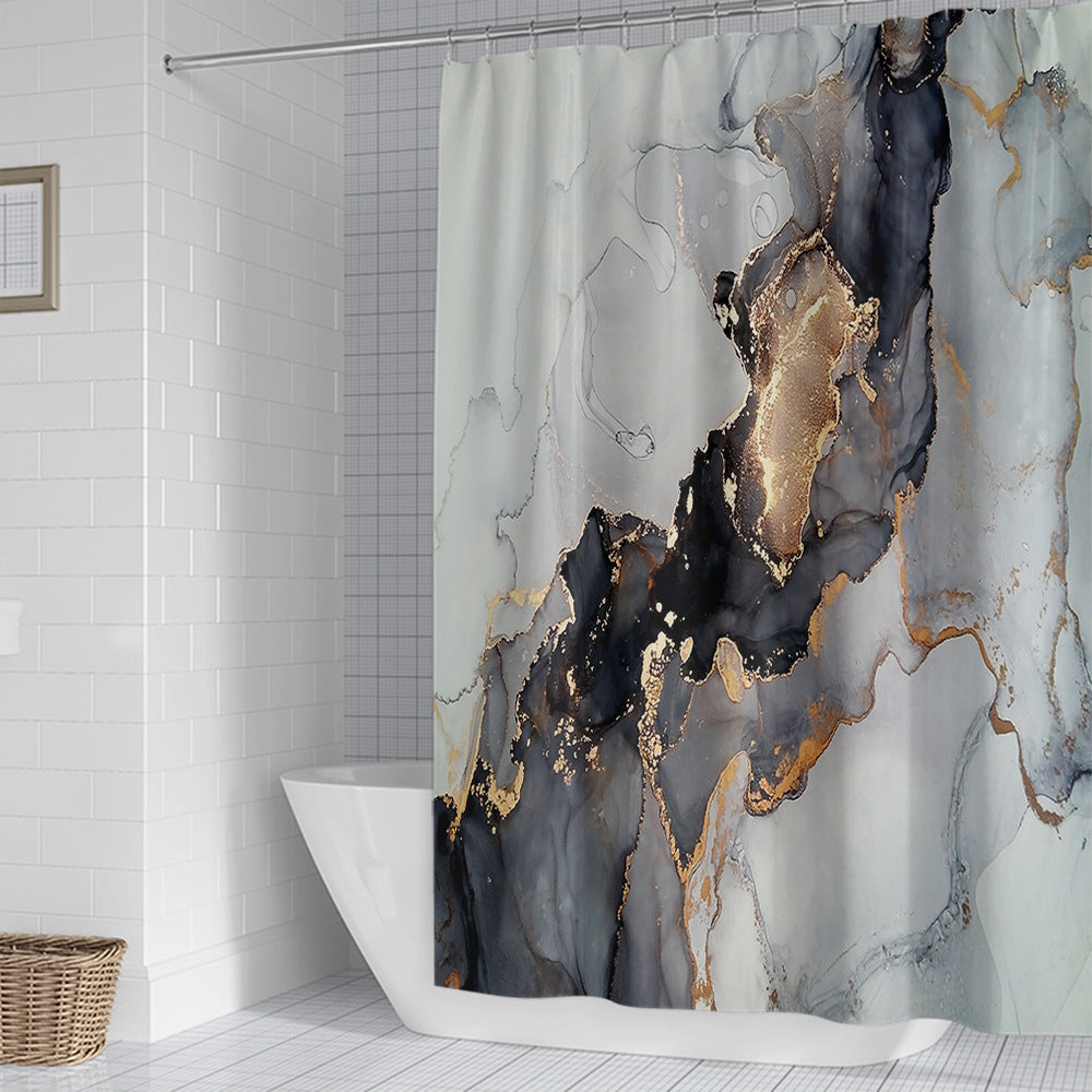 Artistic Marble Design Shower Curtain Bowlift