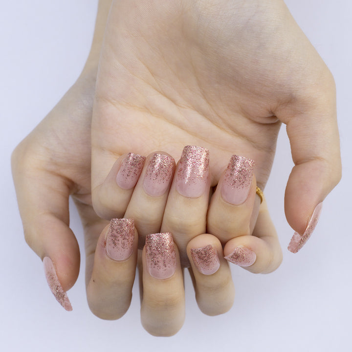 Glittering artificial nails with elegant ombre effect Bowlift
