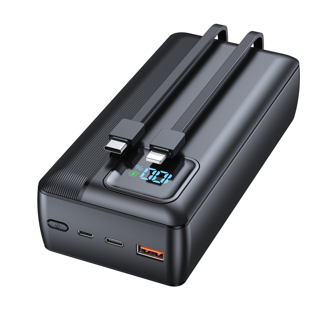 Powerbank with Integrated Charging Cables and Digital Display Bowlift
