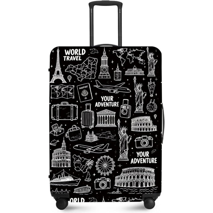 Unisex nan elastic suitcase cover with UV-resistant motif print and zip opening Bowlift