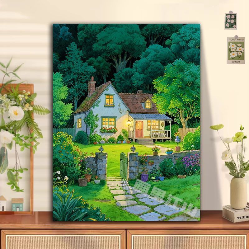 Cozy Cottage Landscape Wall Art Bowlift