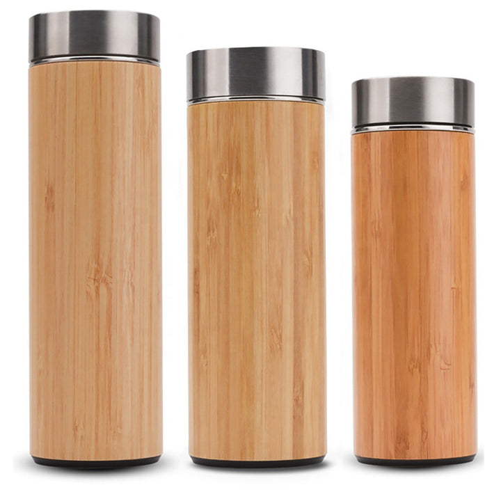 Ladies elegant insulated drinking bottle made of bamboo with double wall Bowlift