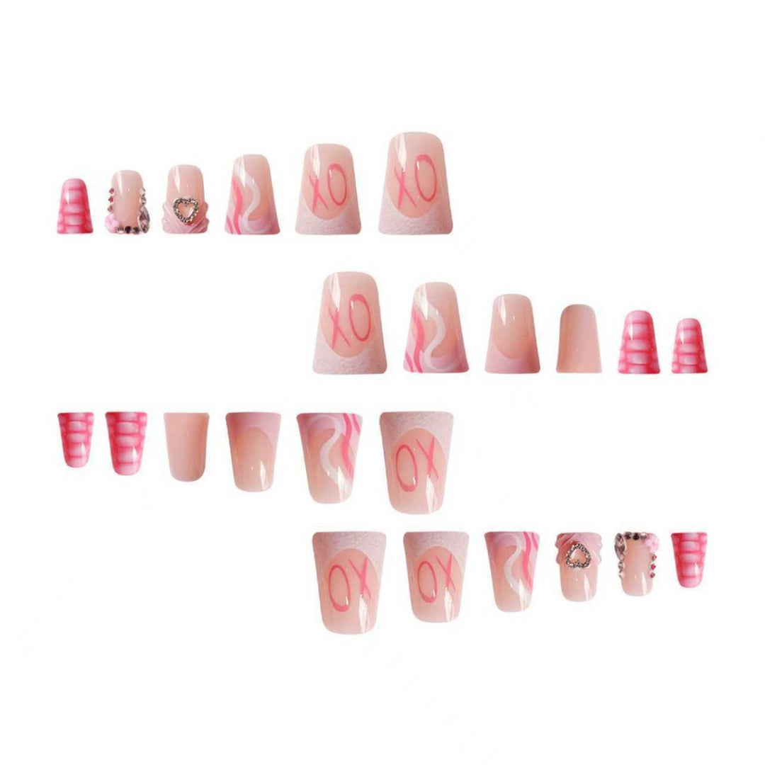 Artistic Heart-Embellished Nail Extensions Bowlift