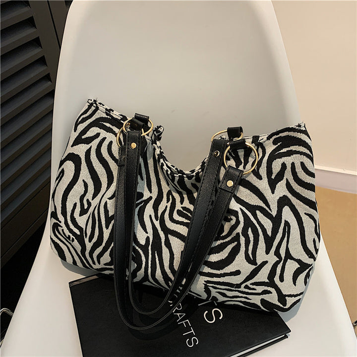 Stylish Zebra Print Canvas Tote Bag Bowlift
